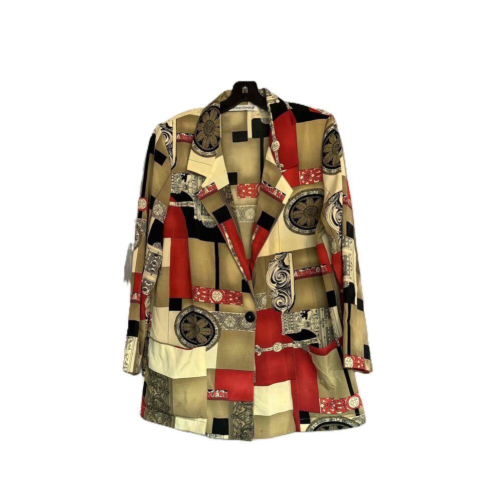 Richard Kristall Womens Color Block Abstract Patterned Blazer Jacket Size L